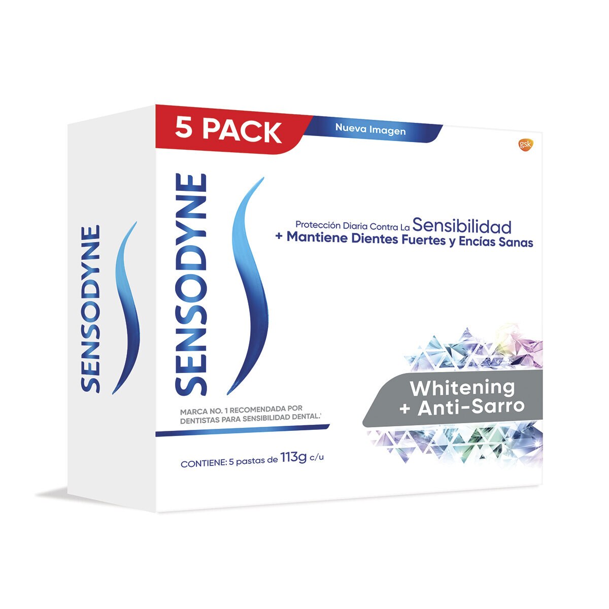 Sensodyne Pasta Dental Blanqueadora Antisarro 5 pzas de 113gr