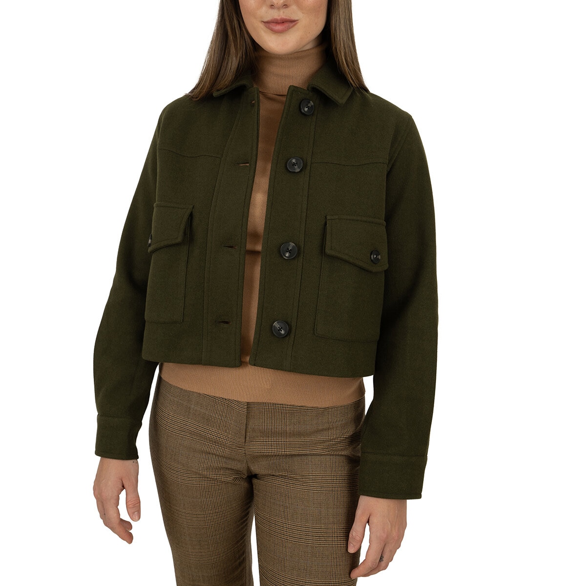 Nine West Abrigo Corto para Dama Verde Extra Grande