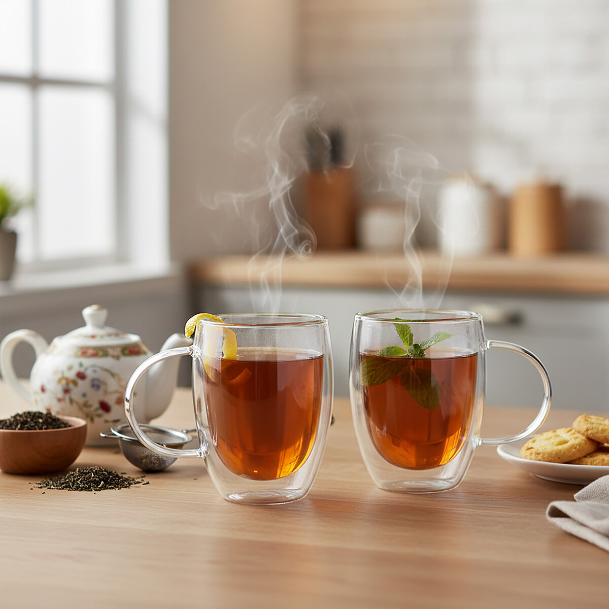 Top Choice Juego de 2 Tazas de Doble Pared de Vidrio de 400 mL Top Choice Juego de 2 Tazas de Doble Pared de Vidrio de 400 mL