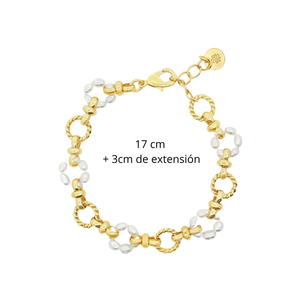 Mayfer, Juego de Pulsera y Aretes con Baño de Oro y Perlas de Río