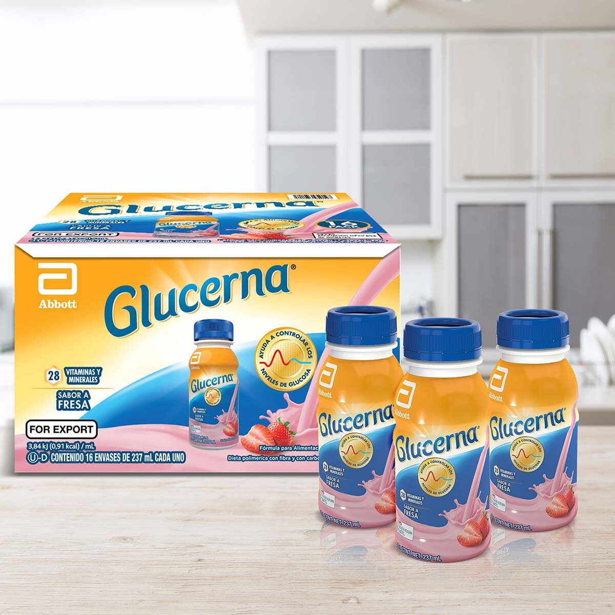 Glucerna Sabor Fresa Caja de 16 Envases de 237ml c/u