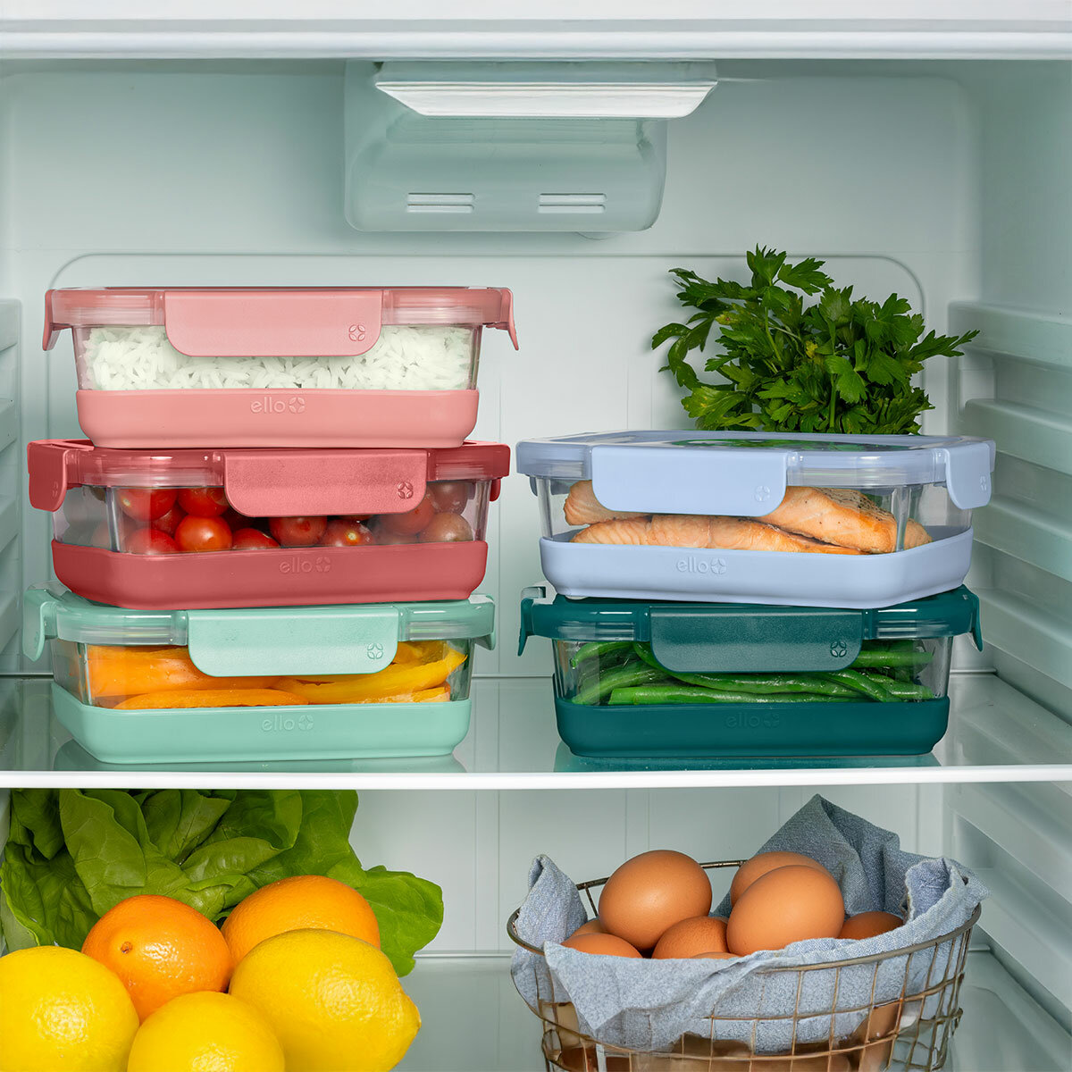 Ello Juego de Recipientes de Vidrio para Alimentos con Antideslizantes, 10 Piezas Ello Juego de Recipientes de Vidrio para Alimentos con Antideslizantes, 10 Piezas