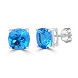 Aretes de Topacio Azul, Oro Blanco de 14K