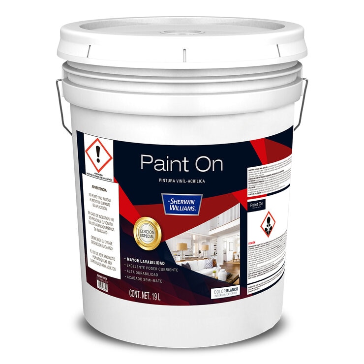 Paint On, Pintura Blanca Semi-Mate Viníl-Acrílica, 19L