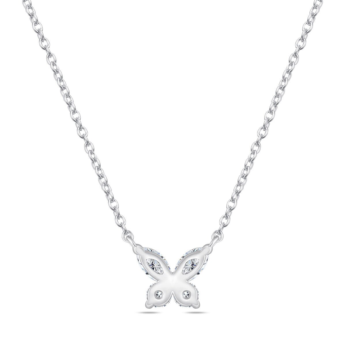Collar de Diamantes 0.41ctw, con Dije de Mariposa, Oro Blanco 14K Collar de Diamantes 0.41ctw, con Dije de Mariposa, Oro Blanco 14K