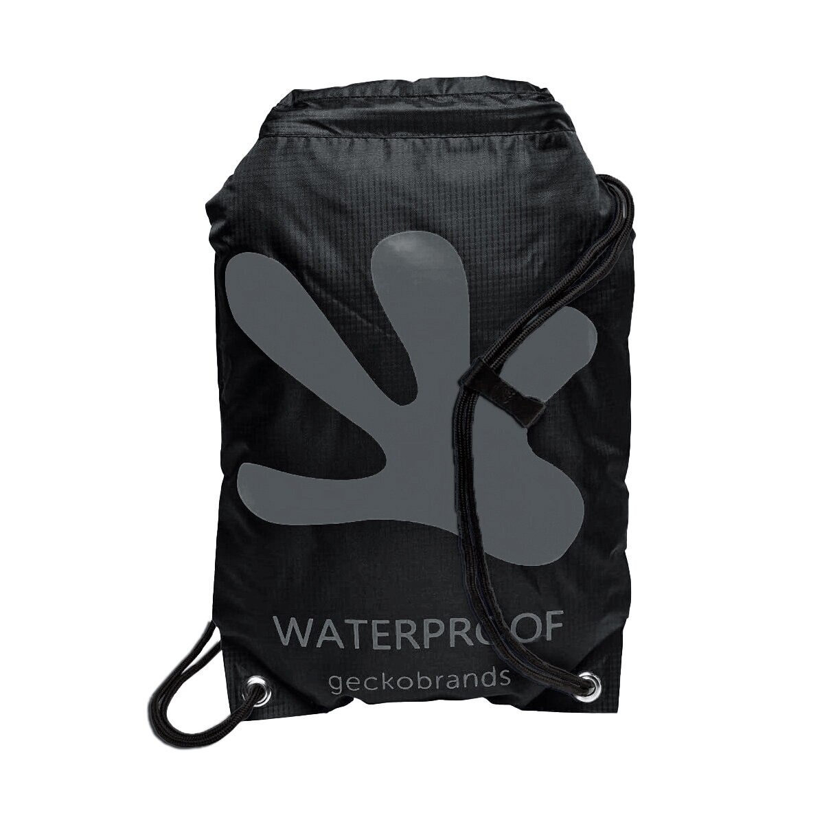 GeckoBrands, Mochila Impermeable con Cordones de Uso Rudo, Color Negro