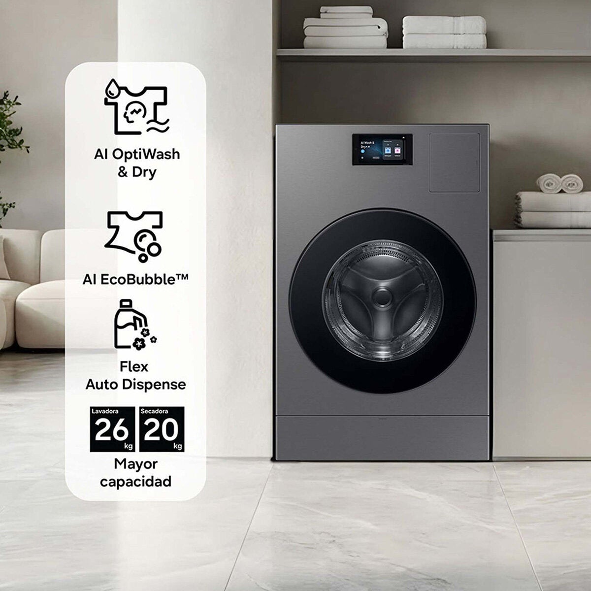 Samsung Lavasecadora Bespoke Eléctrica 26Kg / 20 Kg Samsung Lavasecadora Bespoke Eléctrica 26Kg / 20 Kg