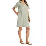 Matty M Vestido Tipo Lino para Dama Verde Extra Grande