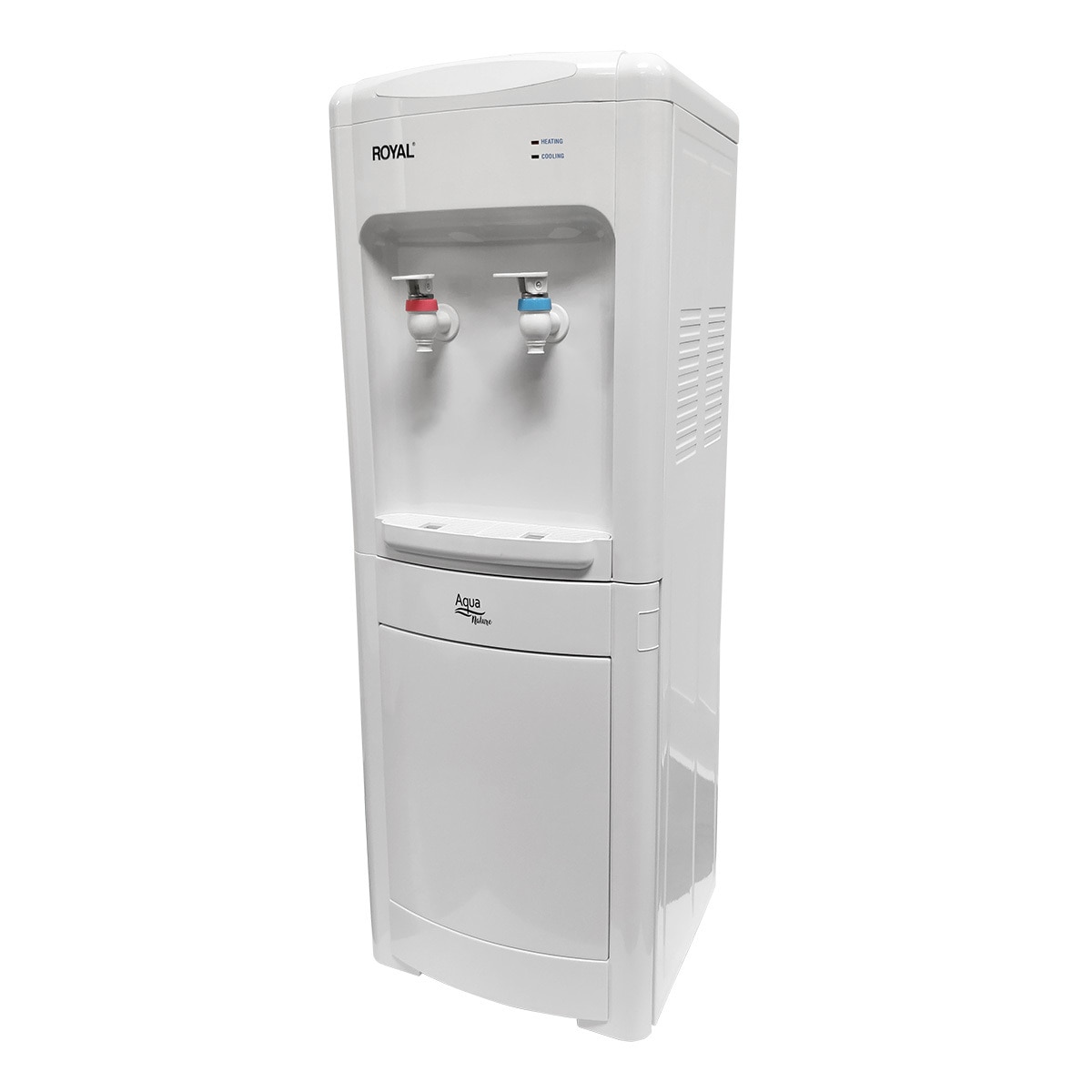 Royal Dispensador de Agua Caliente y Fría por Compresor y con Gabinete de Almacenamiento