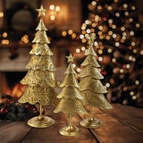 Árboles de Navidad de Metal 3 Piezas, Dorados