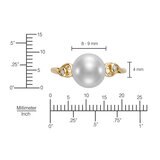 Anillo de Perlas Cultivadas, 8.0-9.0mm, con Diamantes 0.34ctw, de Oro Amarillo de 14K