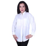 Emporio Colombo, Blusa Oversize de Lino para Dama en Varias Tallas, Color Blanco