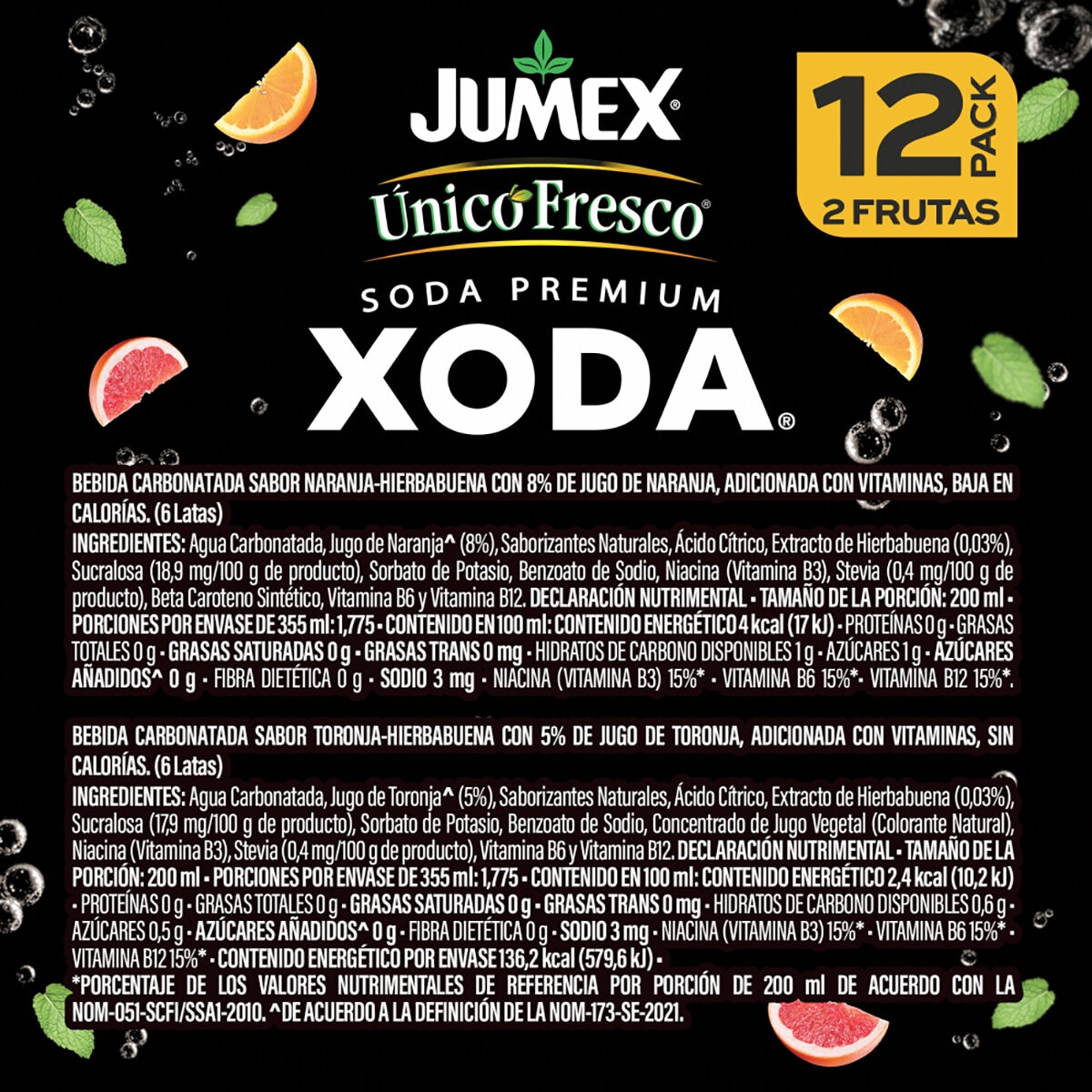 Único Fresco Xoda Bebida Carbonatada 12 pzas de 355 ml Único Fresco Xoda Bebida Carbonatada 12 pzas de 355 ml