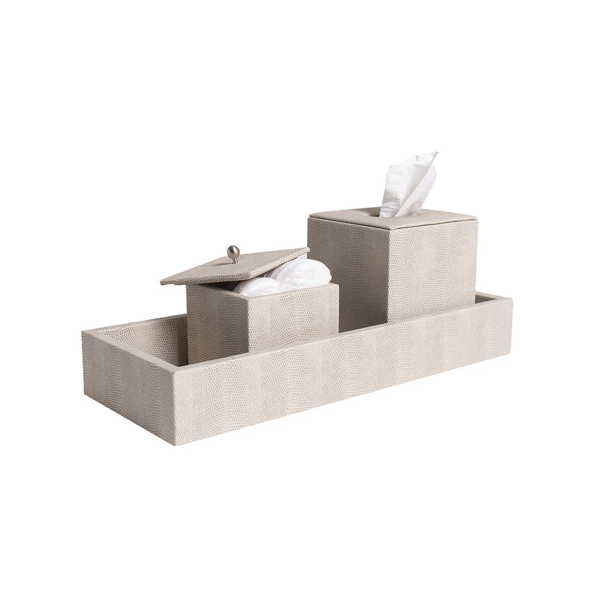 BHOME, Juego de Baño de Vinipiel, 3 Piezas, Color Hueso