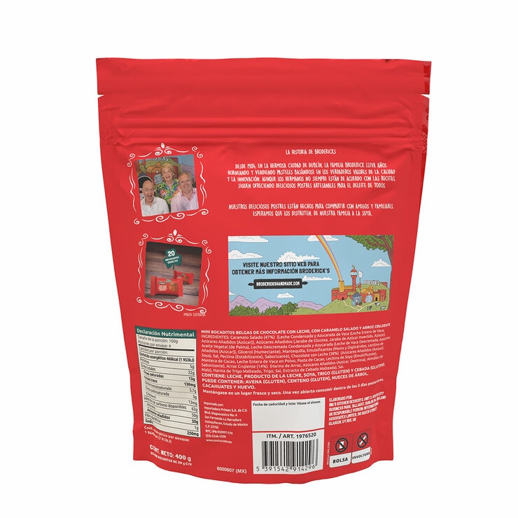 Broderik's Bocaditos de Chocolate con Leche Caramelo y Arroz Inflado 400 g