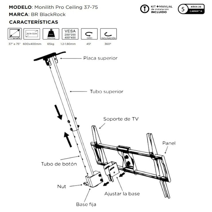 Blackrock Soporte de Techo para TV 37" a 75" Blackrock Soporte de Techo para TV 37" a 75"