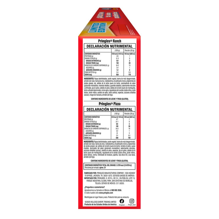 Pringles Papas Surtidas 4 pzas de 158 g