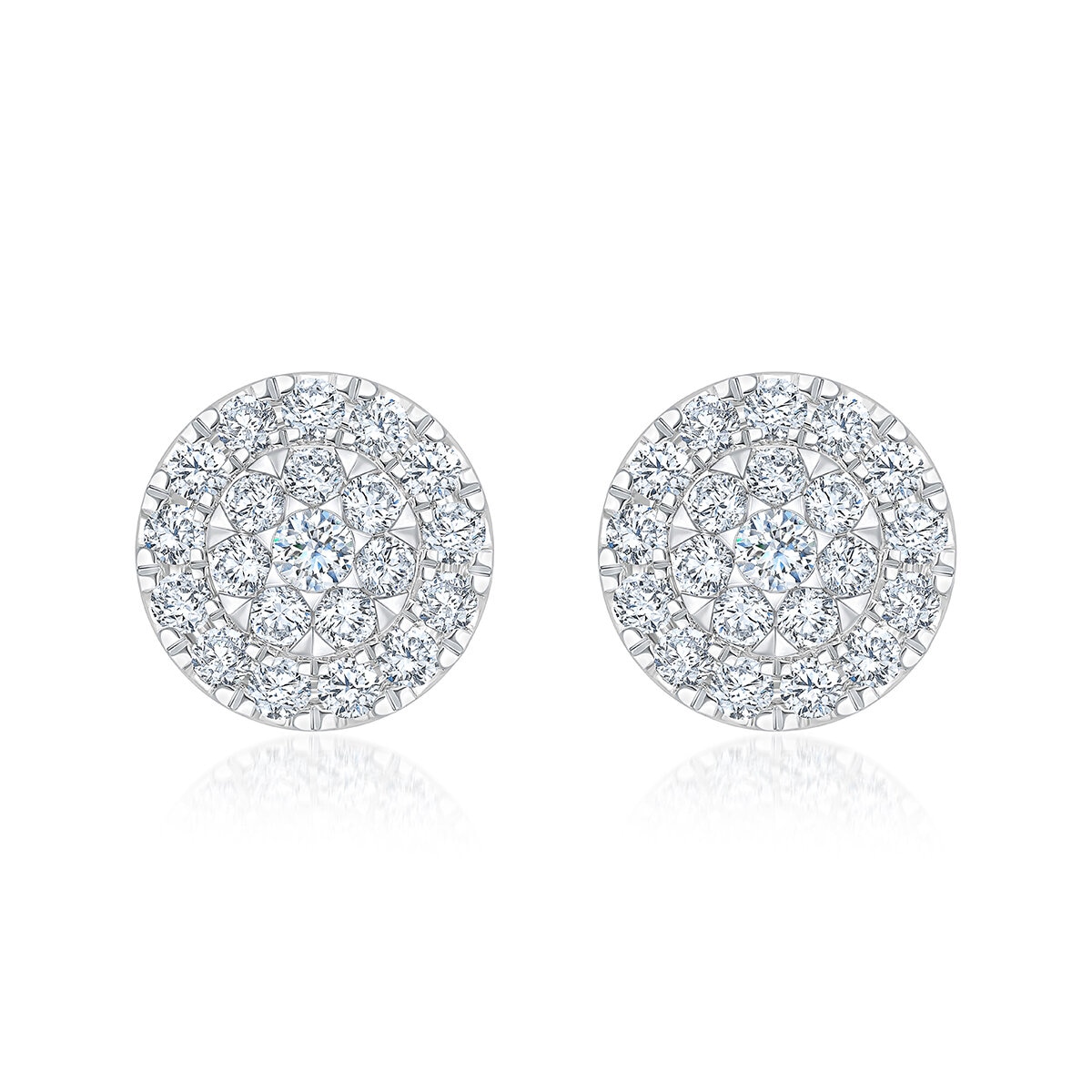 Aretes, 1.00ctw Diamantes, Oro Blanco de 14K Aretes, 1.00ctw Diamantes, Oro Blanco de 14K