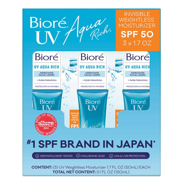 Bioré UV Aqua Rich Protector Solar SPF 50 3 pzas Bioré UV Aqua Rich Protector Solar SPF 50 3 pzas