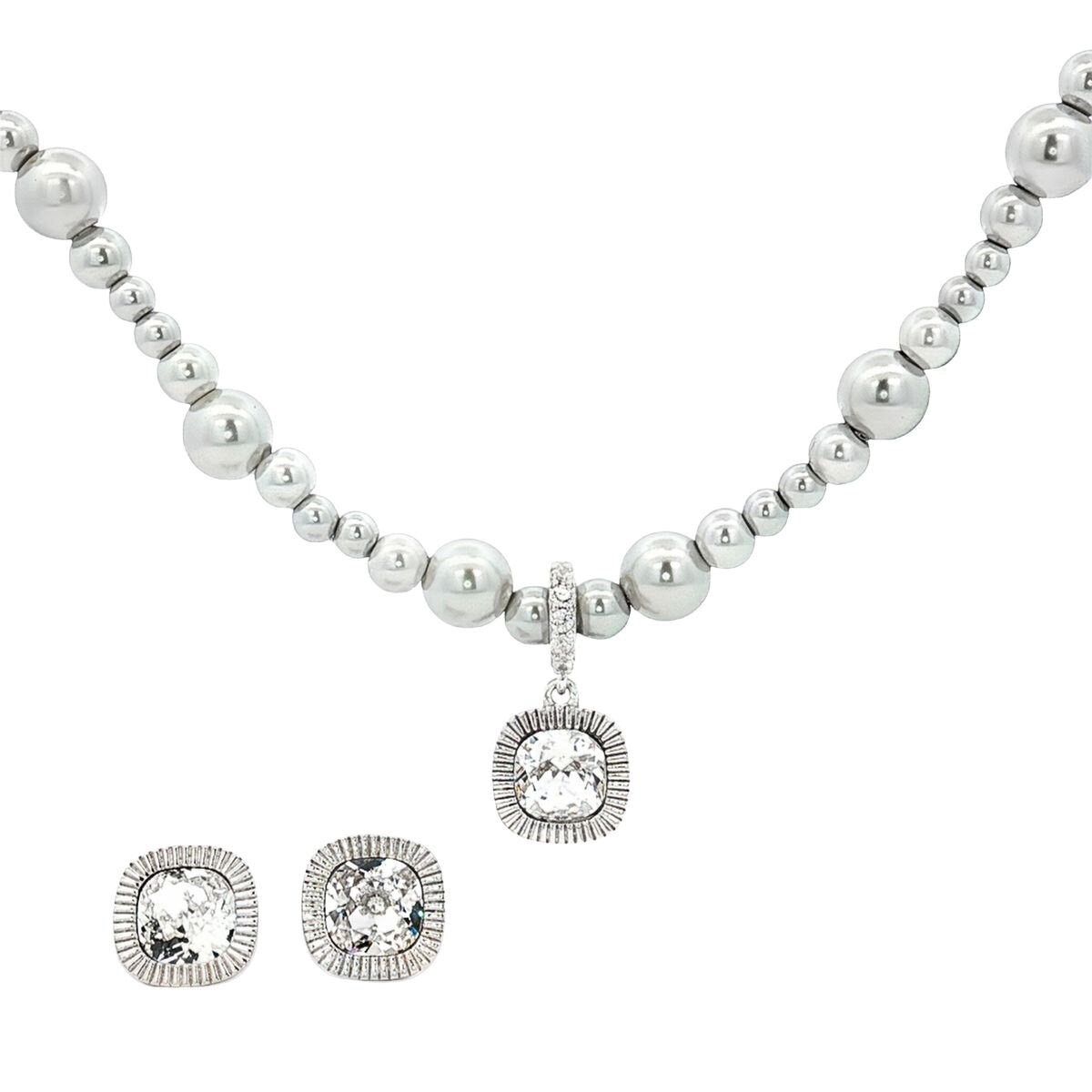 Mayfer, Juego de Collar y Aretes, Plata .925, con Cristal Austríaco