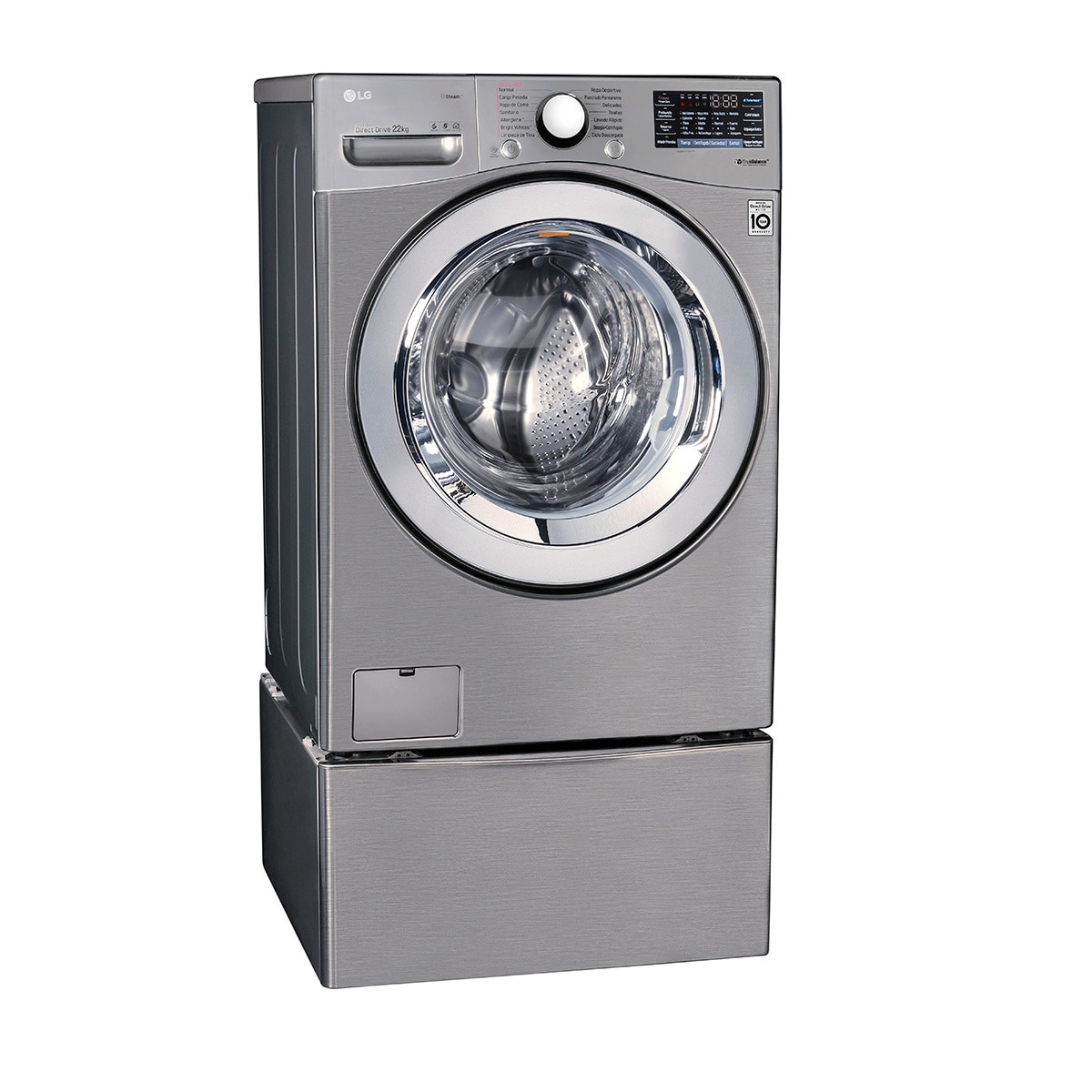 Lavadora LG de 22Kg carga frontal con pedestal Costco México