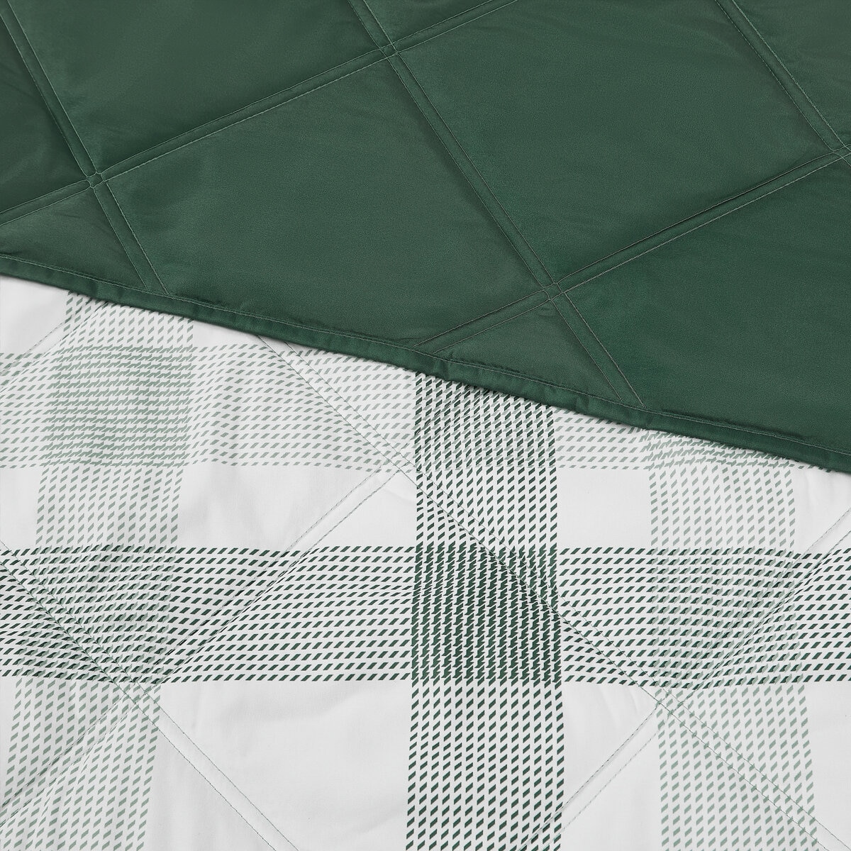 Seasons Collection Colcha con Relleno Alternativo Tamaño King PLAID GREEN