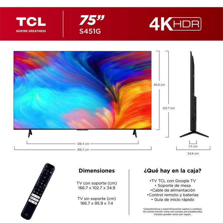 TCL Pantalla 75" UHD 4K Google TV