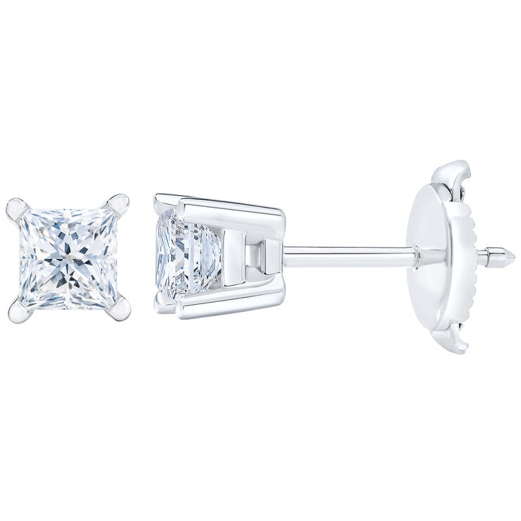 Aretes de Diamantes .73CTW, Oro Blanco 14K