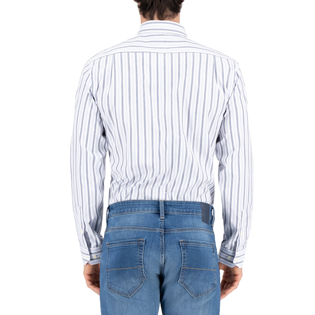 Nautica Camisa para Caballero Azul y rayas blancas Mediana