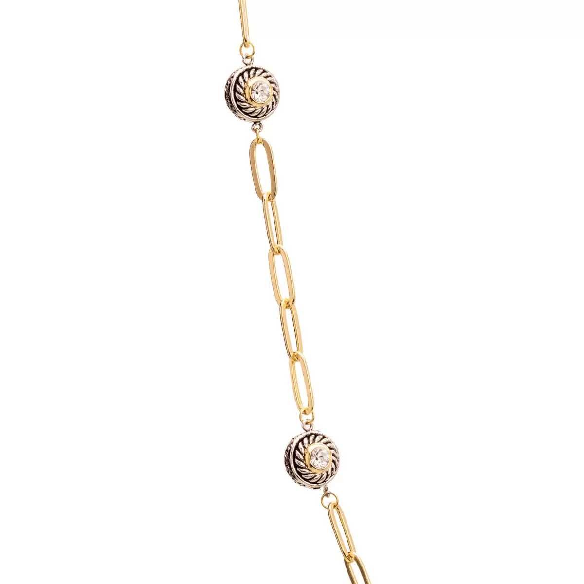Mayfer, Collar Largo, Cadena de Eslabones, con Botones de Cristal Austríaco