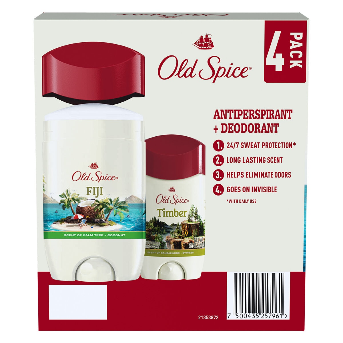 Old Spice Fresher Antitranspirante en Barra 4 pzas de 73 g