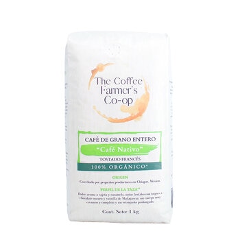 The Coffee Farmer’s Co-op Café Nativo 100% Orgánico Tostado Francés Grano Entero 1 Kg