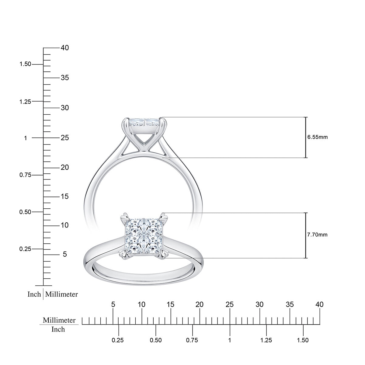 Anillo Compuesto de Diamantes 0.59ctw, Oro Blanco 14K