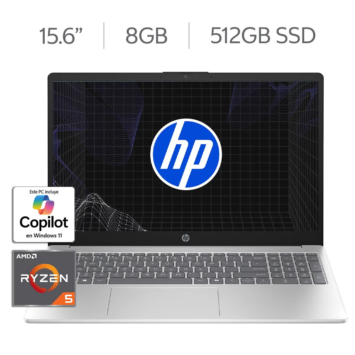 HP 15-fc0265la Laptop 15.6" Full HD AMD Ryzen 5 8GB 512GB SSD + 12 Meses M365 Personal