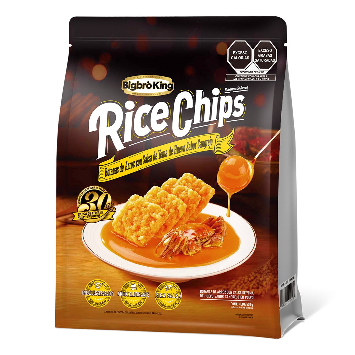 Bigbro King Rice Chips Botanas de Arroz 520g