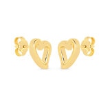 Aretes de Corazon, Oro Amarillo 14K