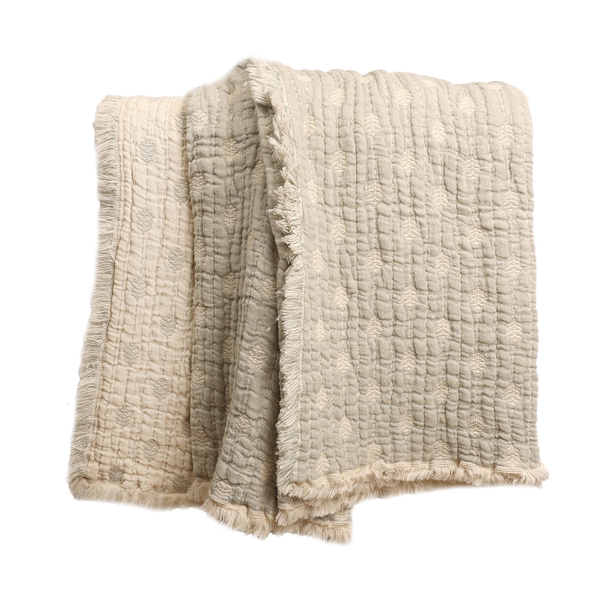 Life Comfort, Frazada Reversible de Algodón, Hojas Verde/ Blanco