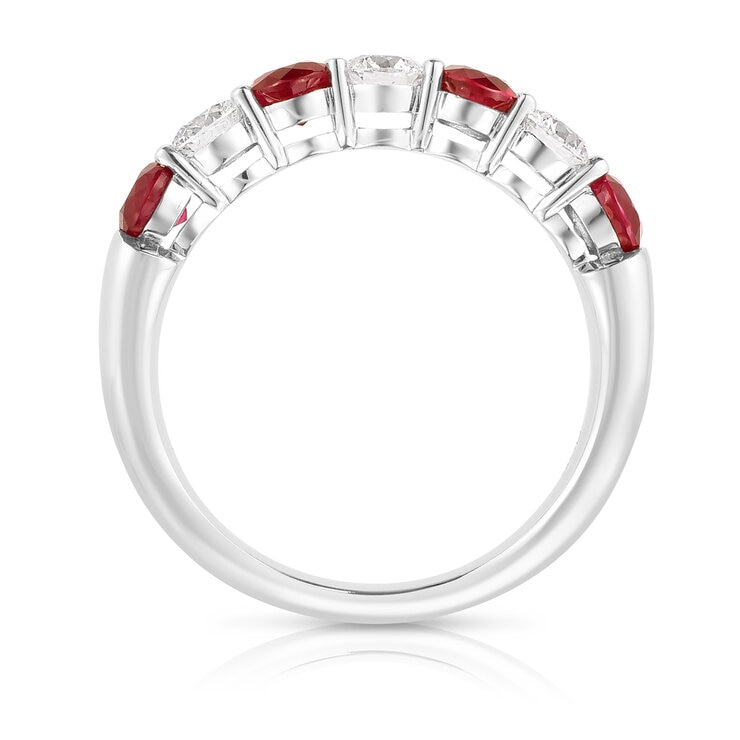 Anillo de Rubi con Diamantes 0.48ctw, Oro Blanco 14K