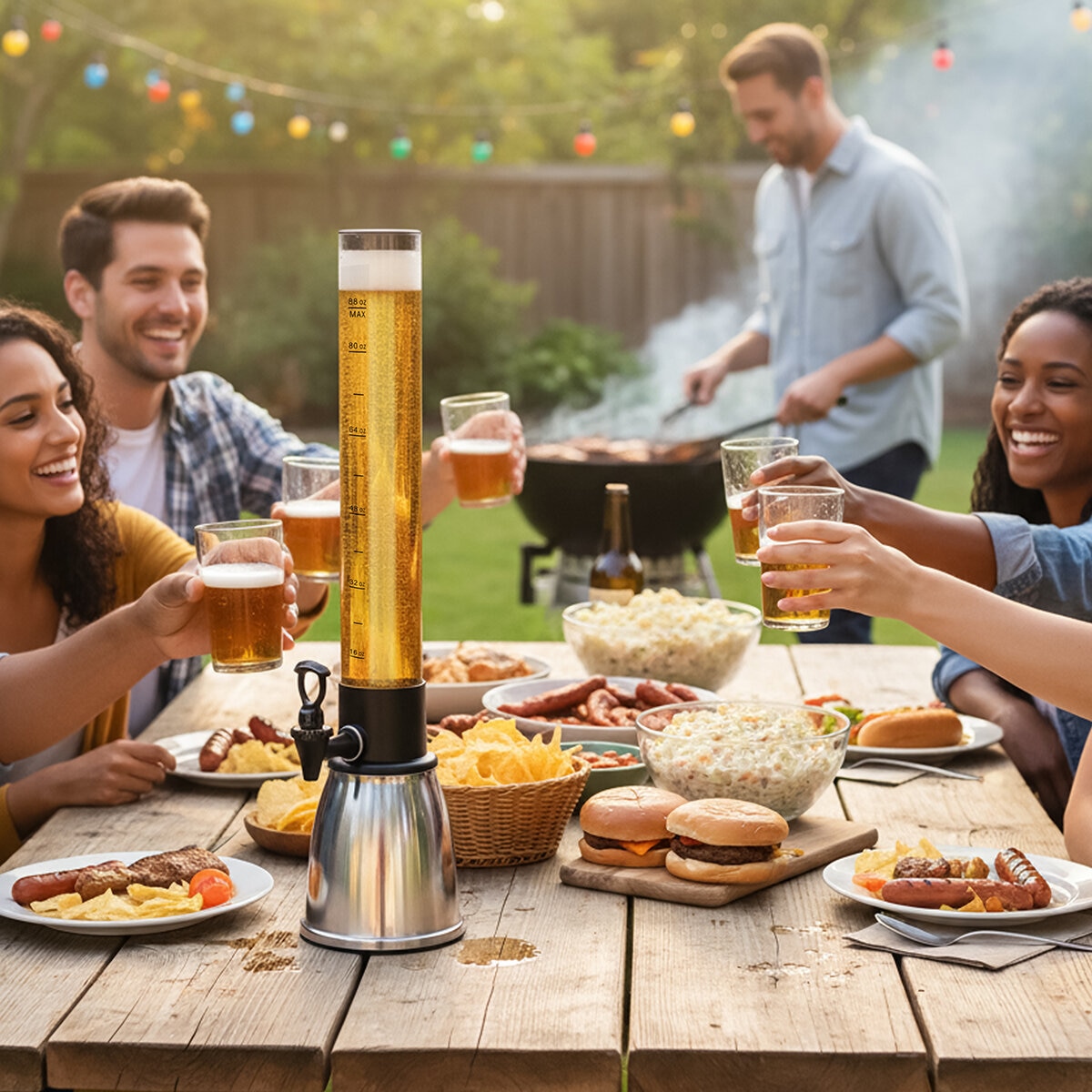 Mesa - Inspired Living, Torre para Bebidas de Acero Inoxidable de 2.6L