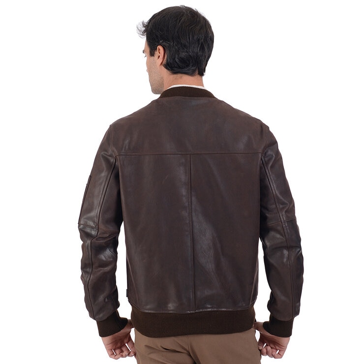 Perry Ellis, Chamarra de Piel para Caballero, Color Café Oscuro, Varias Tallas