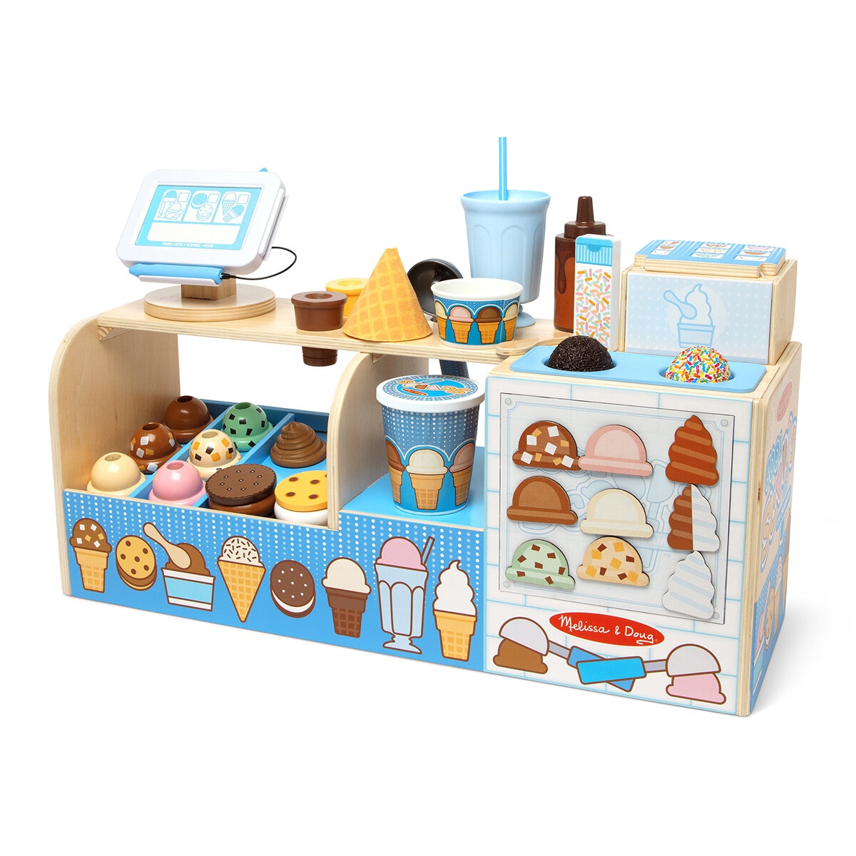 Melissa & Doug, Cool Scoops Heladería, Juego de 42 piezas.