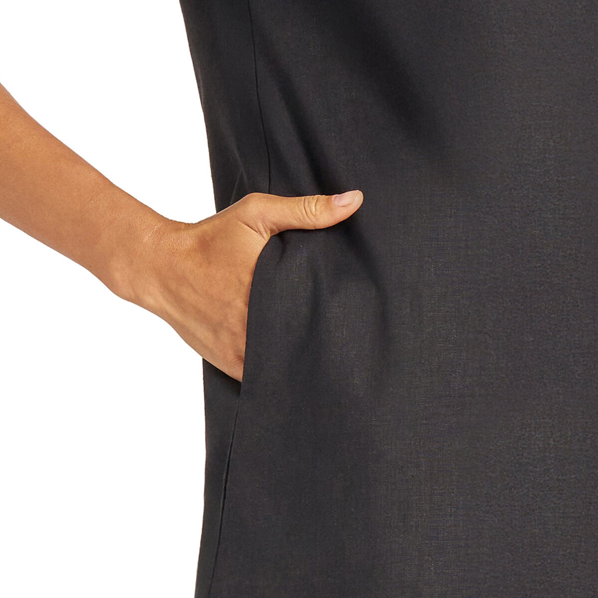 Matty M Vestido Tipo Lino para Dama Negro Mediana