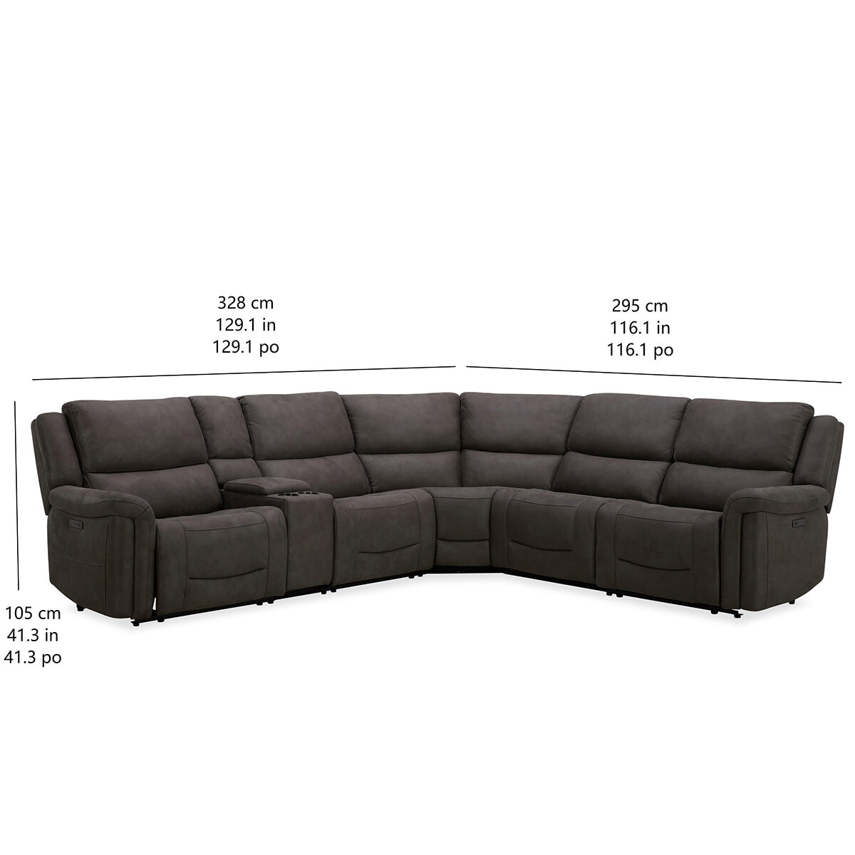GilmanCreek Furniture, Sofá seccional de tela con 3 reclinables eléctricos y 3 reposacabezas eléctricos