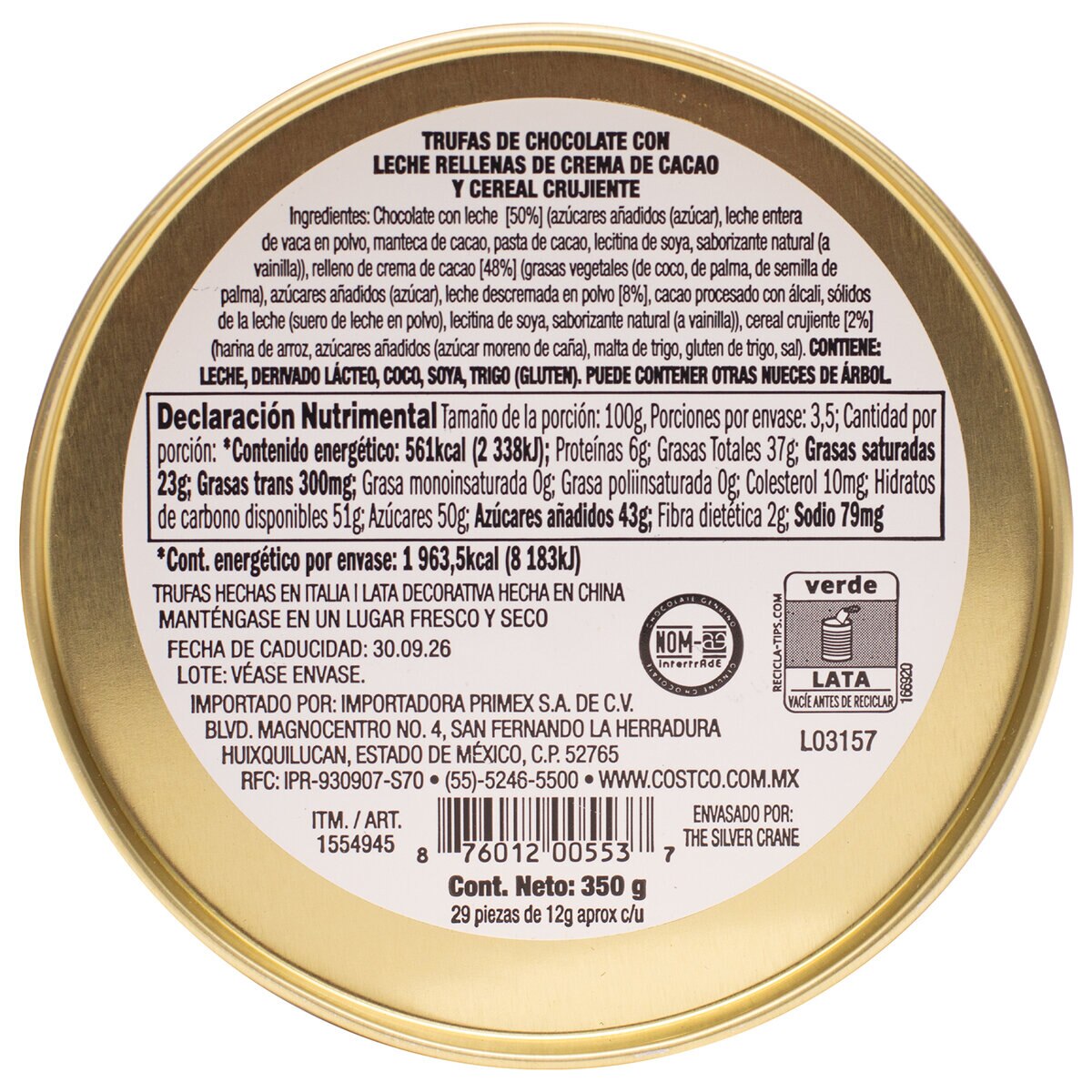 Silver Crane Cascanueces con Trufas de Chocolate con Leche 350 g