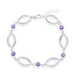 Pulsera de Amatista, Oro Blanco de 14K
