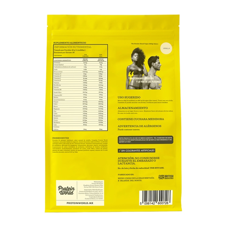 Protein World Proteína Vegana en Polvo Sabor Vainilla 1.2 kg