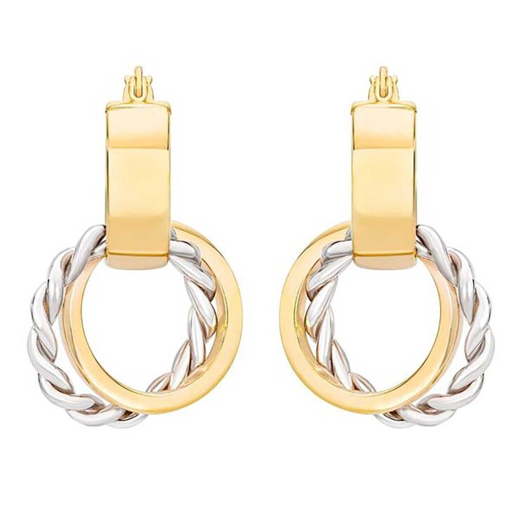 Arracadas, Oro Amarillo y Blanco de 14K