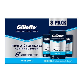 Gillette Antitranspirante en Gel Specialized Pro 3 pzas de 45 gr