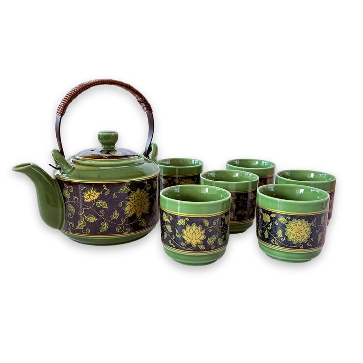 Zoma Tea Collection Juego de Tetera de Porcelana de 750 ml con 6 tazas y 2 sobres de té