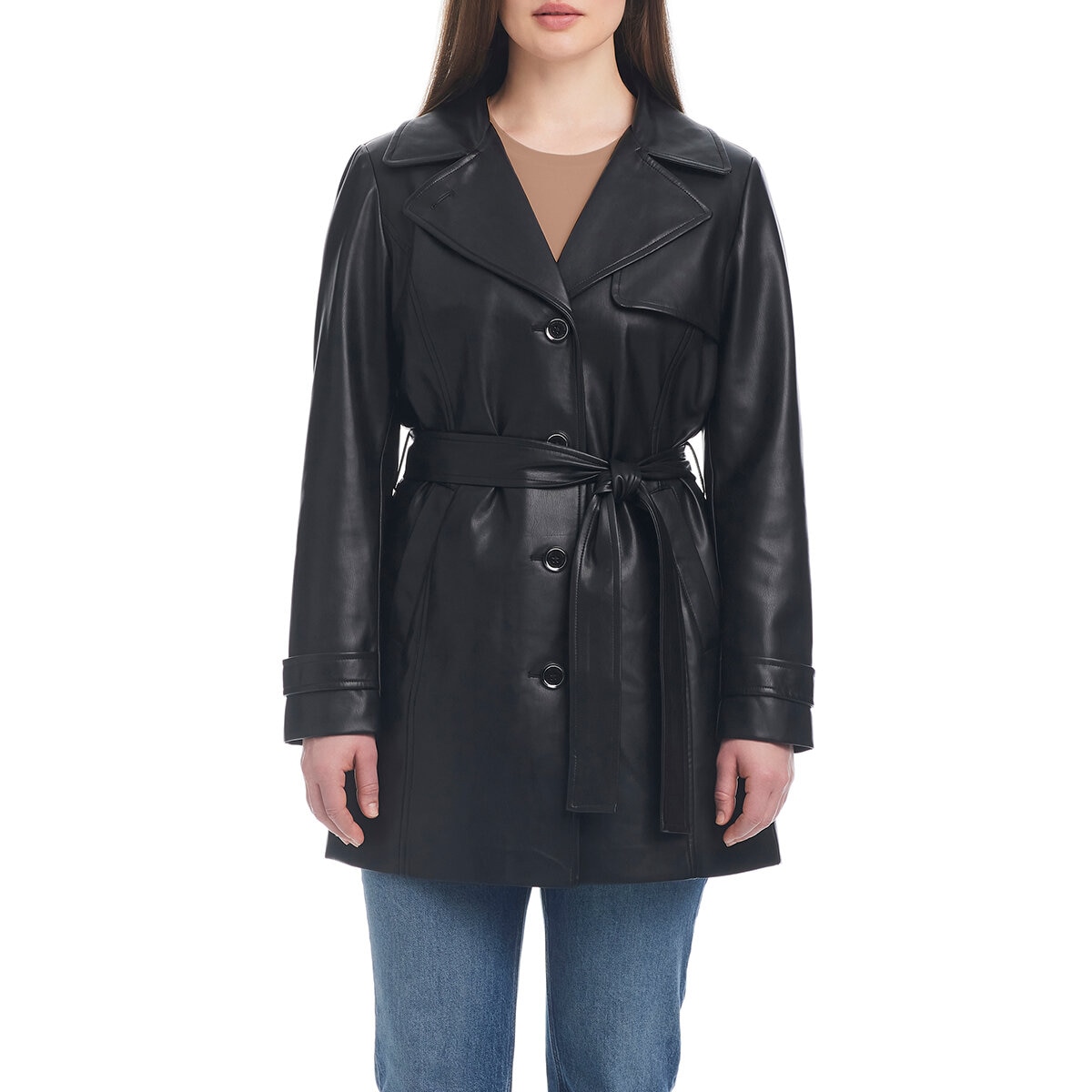 Vince Camuto Gabardina para Dama Negro Mediana